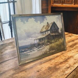Rustic Coastal House Framed Art